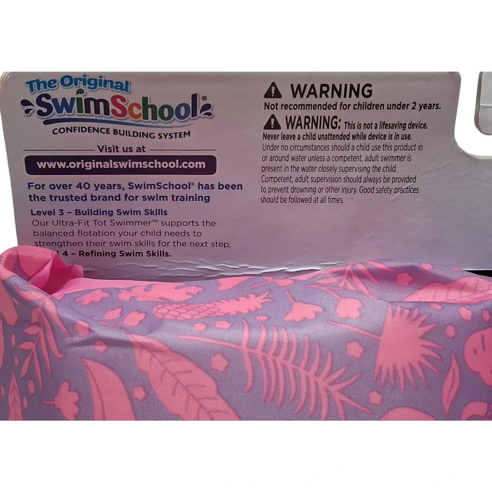 SwimSchool Ultra-Fit Tot Swimmer Float Level 3 Age 4-6 Years Pink 50LBS Max New